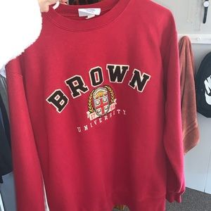 Brown University women’s red crew neck